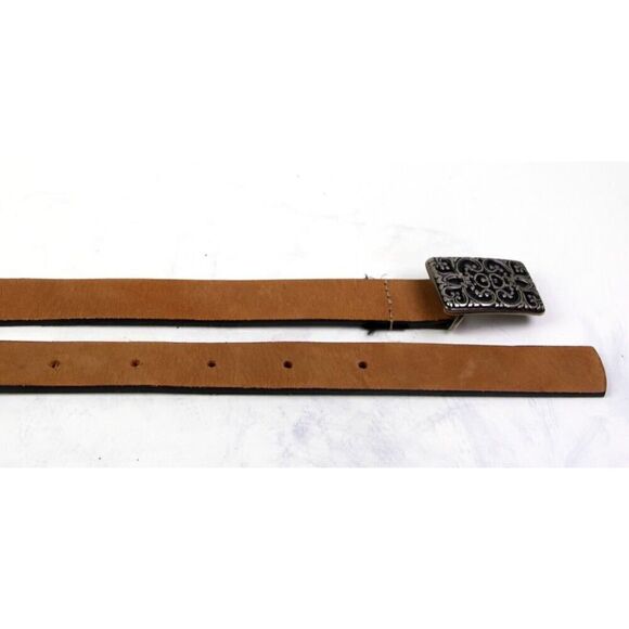 Massimo Dutti BROWN REAL LEATHER SKINNY 3/4\